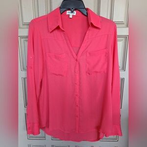 Express Portofino Shirt SzPS LongSleeves Collar Cuffs Pleat Back 2 Pocket Front